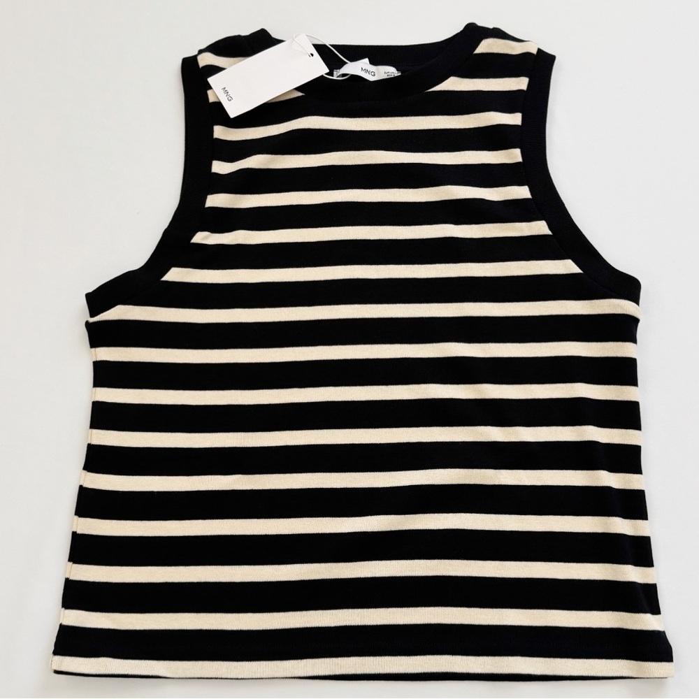 NWT Mango Striped Cotton blend Top